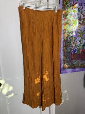 Wonderly Orange Crinkle Wide Leg Pull-On Pants - Large